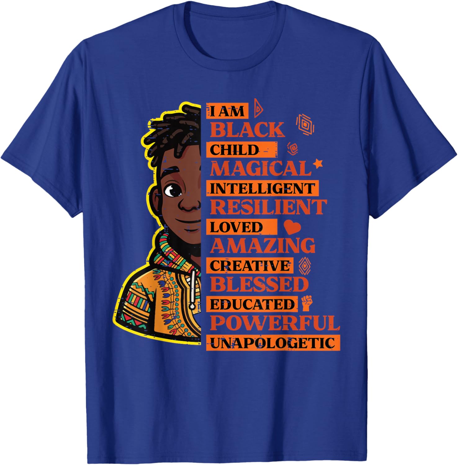 I Am Black Child Magical Intelligent History Month Boys Kids T-Shirt - T-Shirt | Royal