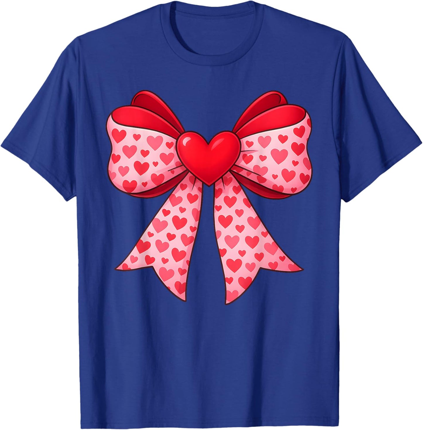 Valentine Cute Red Heart Coquette Bow Girl Women Kids T-Shirt - T-Shirt | Royal