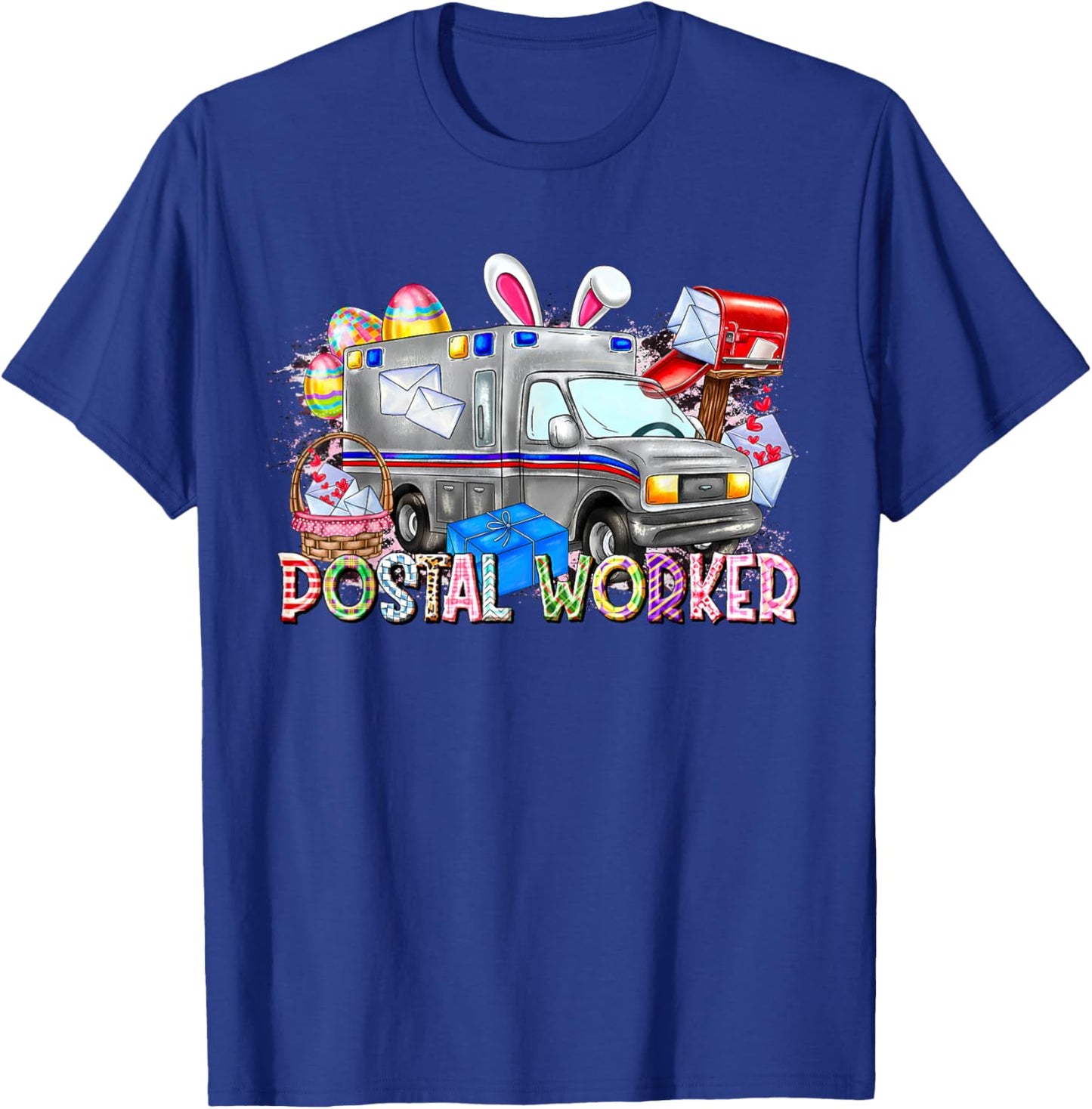Postal Worker Easter Day Mail Carrier Postman Life Mail Lady T-Shirt - T-Shirt | Royal