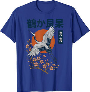 Japanese Crane Bird Japan Ukiyo-e T-Shirt - T-Shirt | Royal