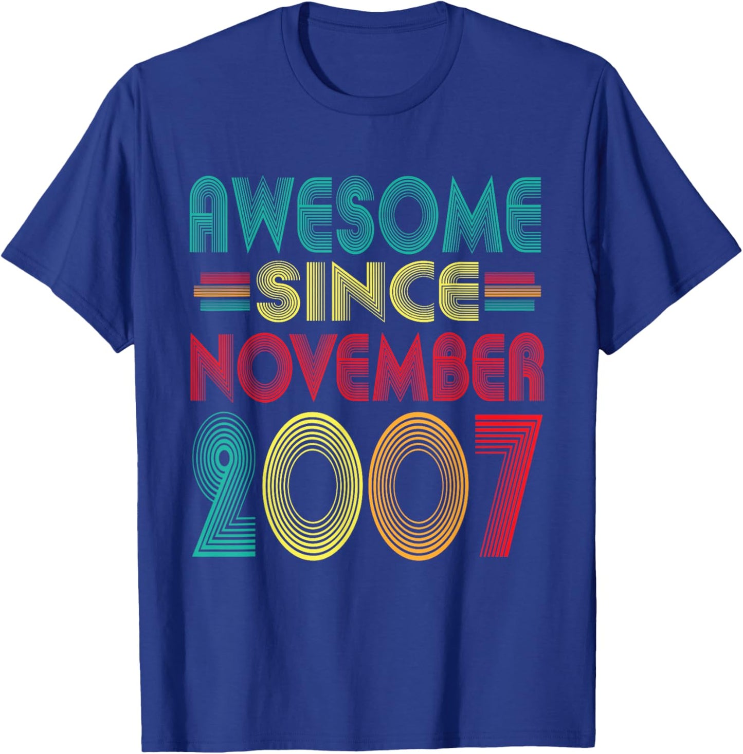 Awesome Since November 2007 Years 18th Bday Funny Vintage T-Shirt - T-Shirt | Royal