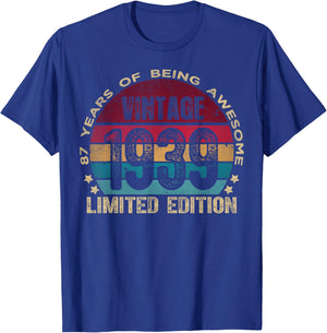 87 Year Old Gifts Vintage 1939 Limited Edition 87th Birthday T-Shirt - T-Shirt | Royal