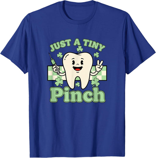 Just A Tiny Pinch Tooth Funny Kids Irish Shamrock T-Shirt - T-Shirt | Royal