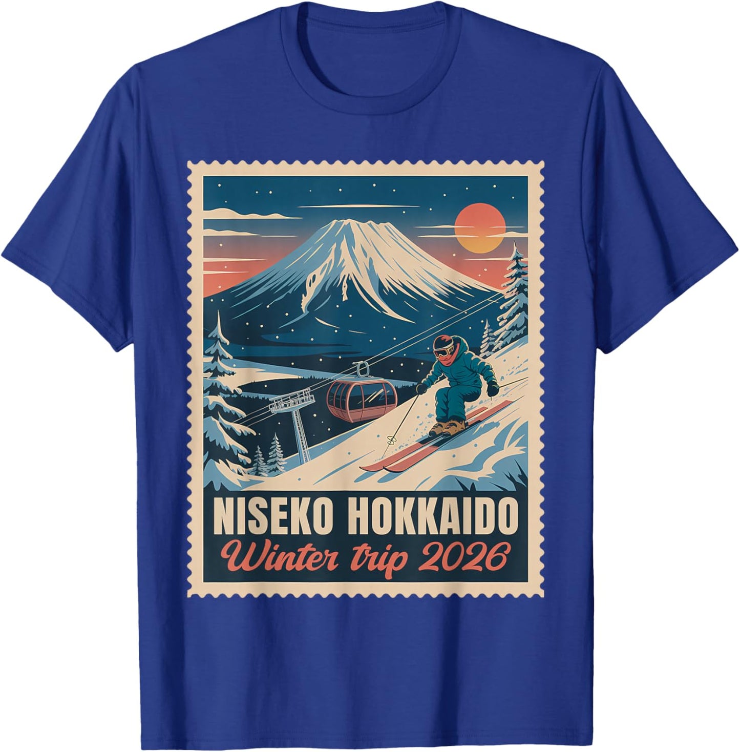Retro Niseko Hokkaido Japan Winter Trip 2026 Mt Yotei Travel T-Shirt - T-Shirt | Royal