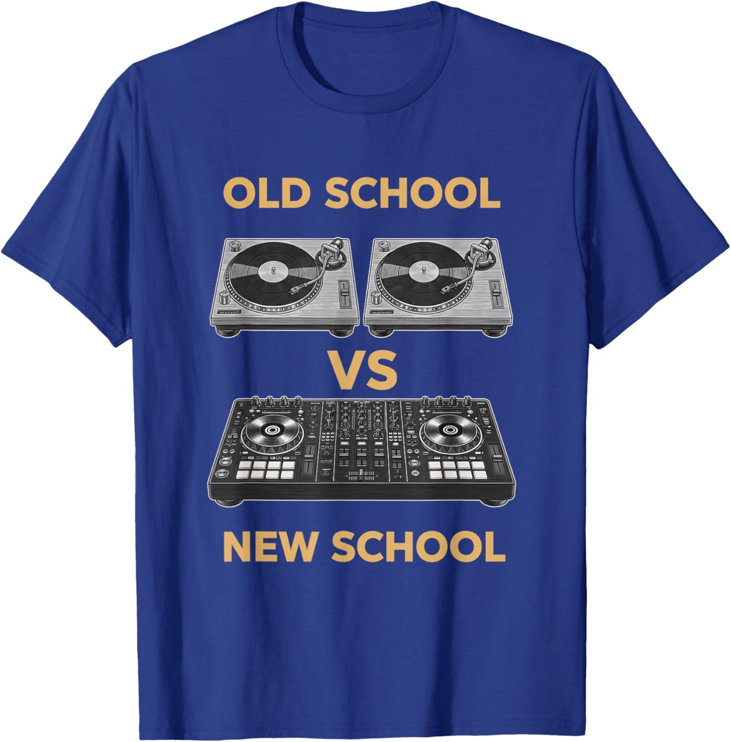 Old School Vs New School Dj Turntable Vs Controller Music Dj T-Shirt - T-Shirt | Royal