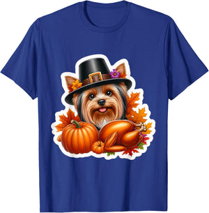 Thanksgiving Silky Terrier Dog Owner Mom Dad Lover Funny T-Shirt - T-Shirt | Royal