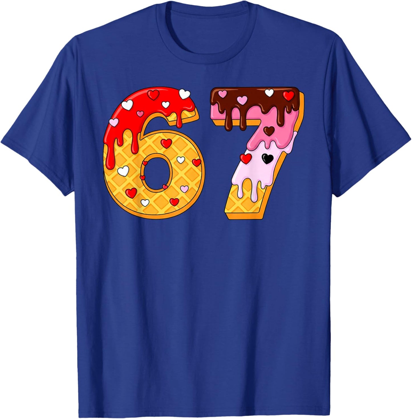 67 Ice Cream Drip Meme Funny Six Seven 67 Valentines T-Shirt - T-Shirt | Royal