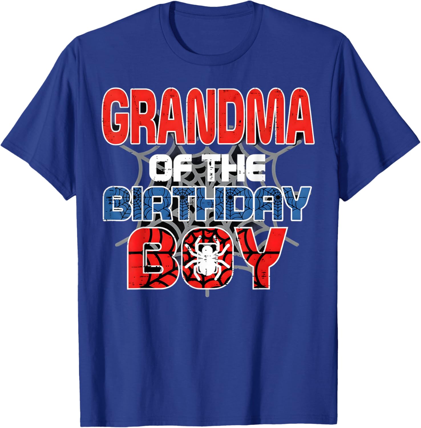 Grandma of Birthday Boy Spider Bday Party Family Matching T-Shirt - T-Shirt | Royal