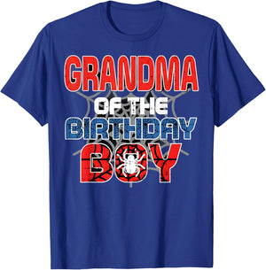 Grandma of Birthday Boy Spider Bday Party Family Matching T-Shirt - T-Shirt | Royal