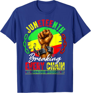 Juneteenth Breaking Every Chain Since 1865 Men Women Kid T-Shirt - T-Shirt | Royal