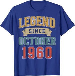 Legend October 1960 65th Birthday Men Women 65 Year Old T-Shirt - T-Shirt | Royal