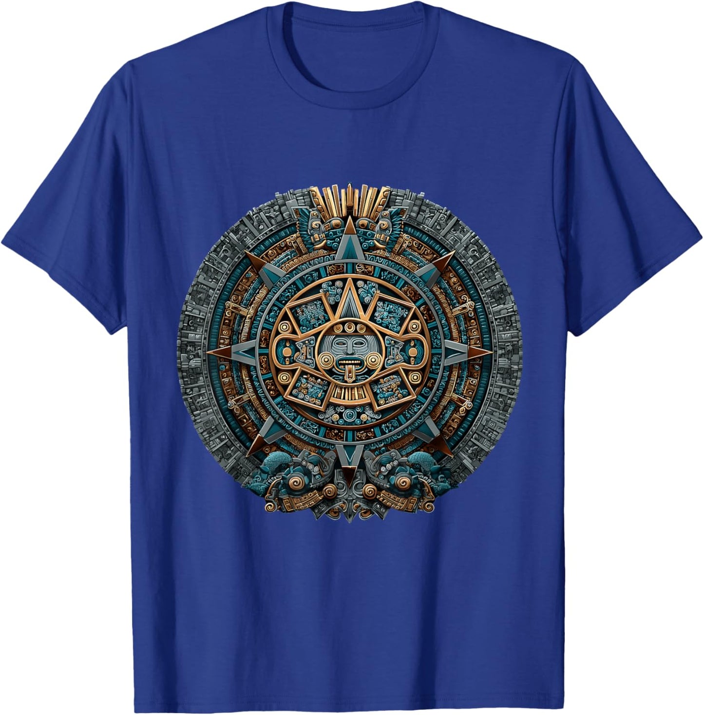 Mayan Calendar Maya Aztec Mexican Sun Stone Ancient Azteca T-Shirt - T-Shirt | Royal