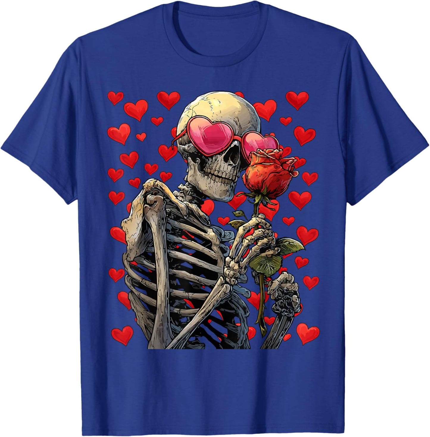 Skeleton with Heart Glasses Rose Gothic Valentine's Day Goth T-Shirt - T-Shirt | Royal