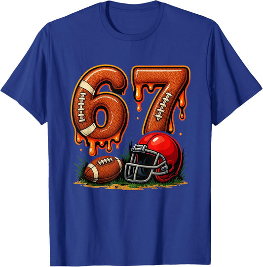 67 Football Funny Sports Meme Drip Numbers T-Shirt - T-Shirt | Royal