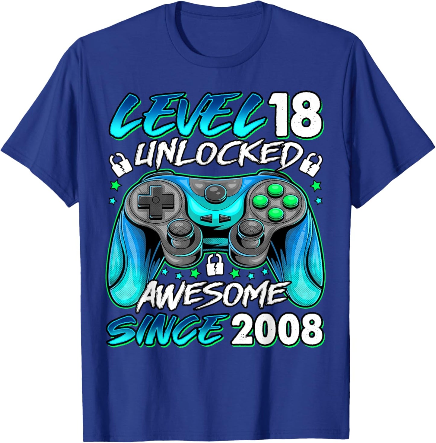 Level 18 Unlocked 18 Year Old Gifts Boys 18th Birthday Boy T-Shirt - T-Shirt | Royal