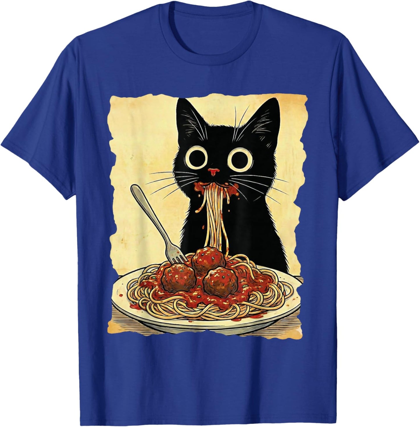 Cat Spaghetti and Meatballs Japanese Kawaii Anime T-Shirt - T-Shirt | Royal