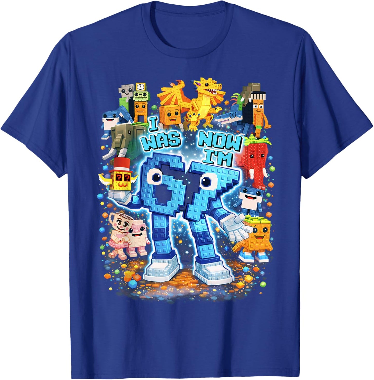 I was 6 Now I'm 7 Brainrot Birthday Boy Gifts for Boys Kids T-Shirt - T-Shirt | Royal