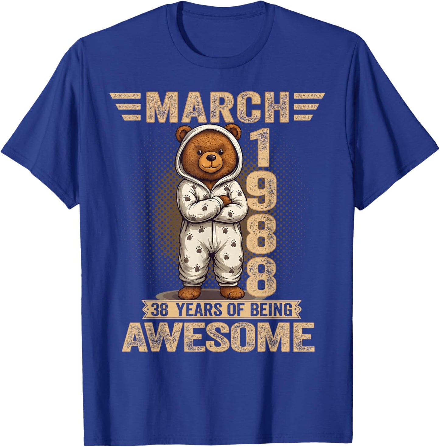 38 Year Old March 1988 Teddy Bear 38th Birthday Women T-Shirt - T-Shirt | Royal