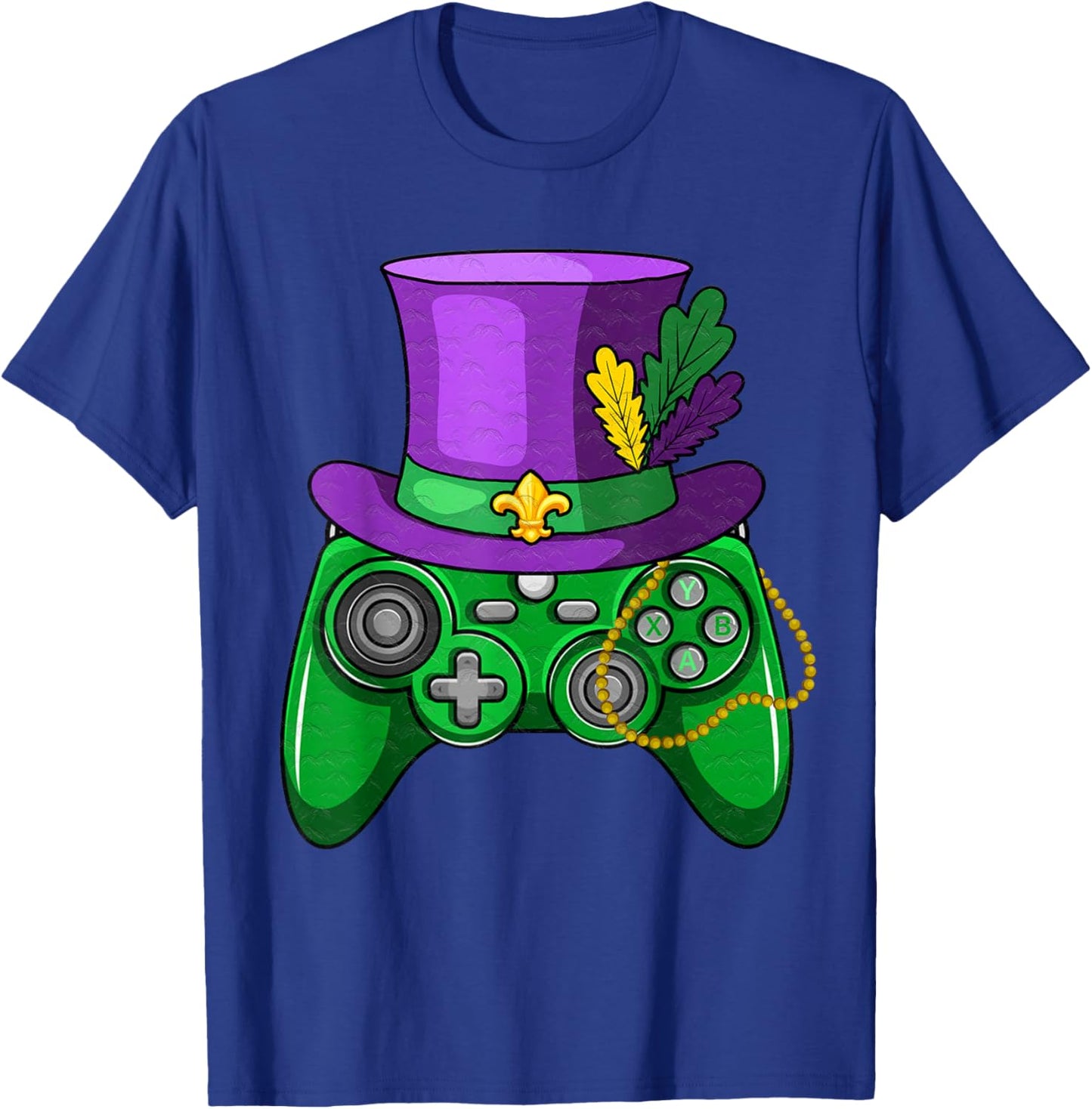 Mardi Gras Gamer Controller Jester Hat Gaming Party T-Shirt - T-Shirt | Royal