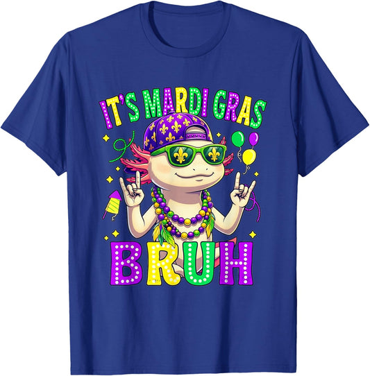 Axolotl Bruh Mardi Gras Boys Girls Kids Carnival Parade T-Shirt - T-Shirt | Royal
