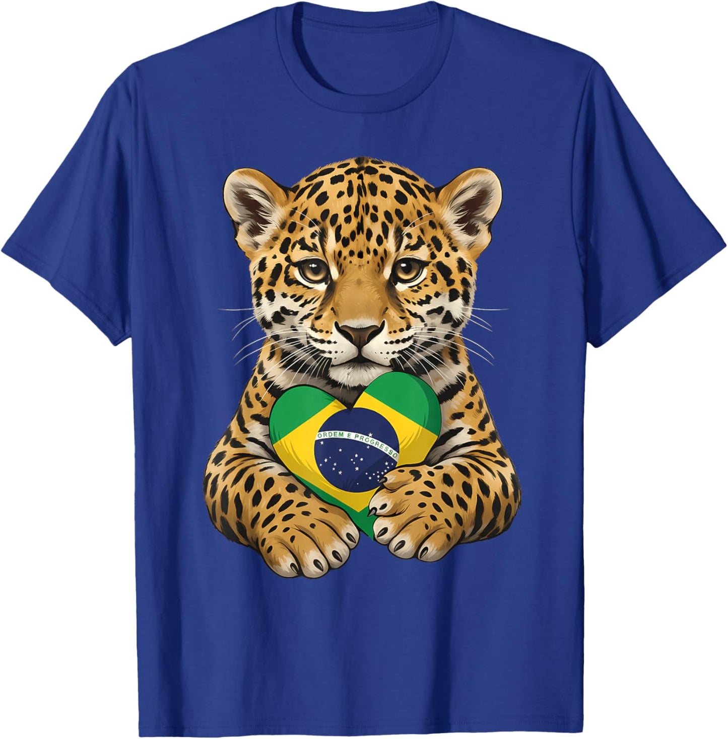 Brazil Flag Leopard Brazilian Roots Brasilian Pride Brasil T-Shirt - T-Shirt | Royal