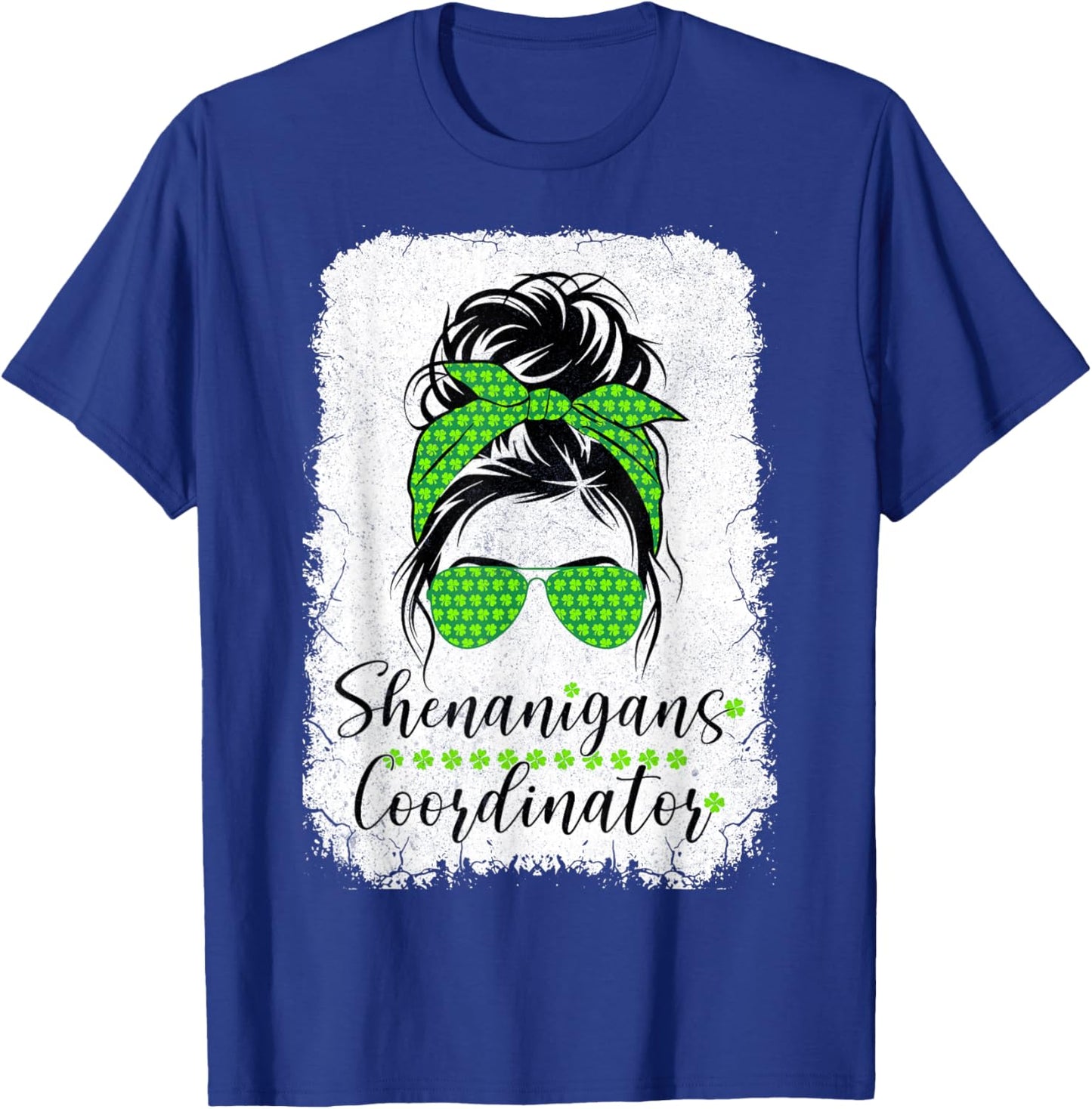Shenanigans Coordinator Messy Bun Women St. Patrick’s Day T-Shirt - T-Shirt | Royal