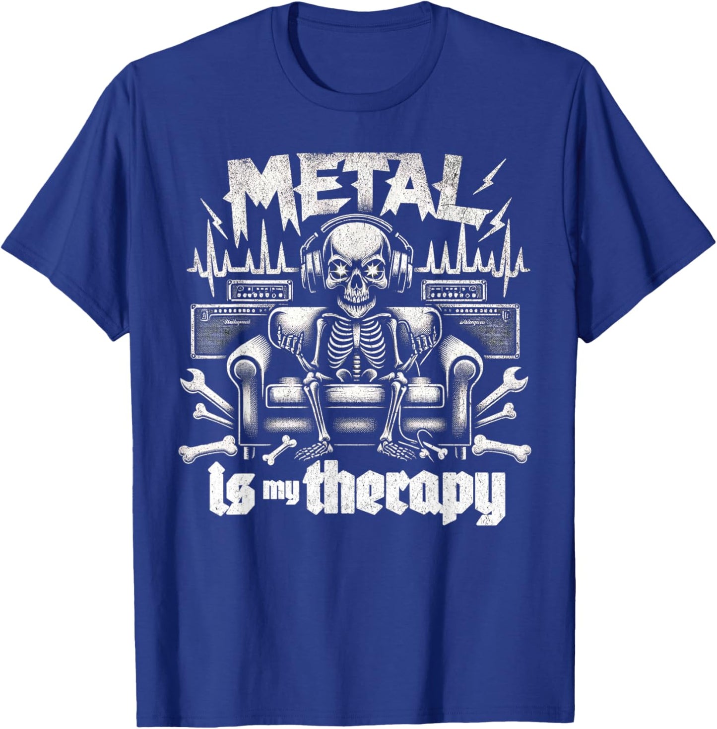 Metal is My Therapy Funny Headbanger Mental Health Metalhead T-Shirt - T-Shirt | Royal