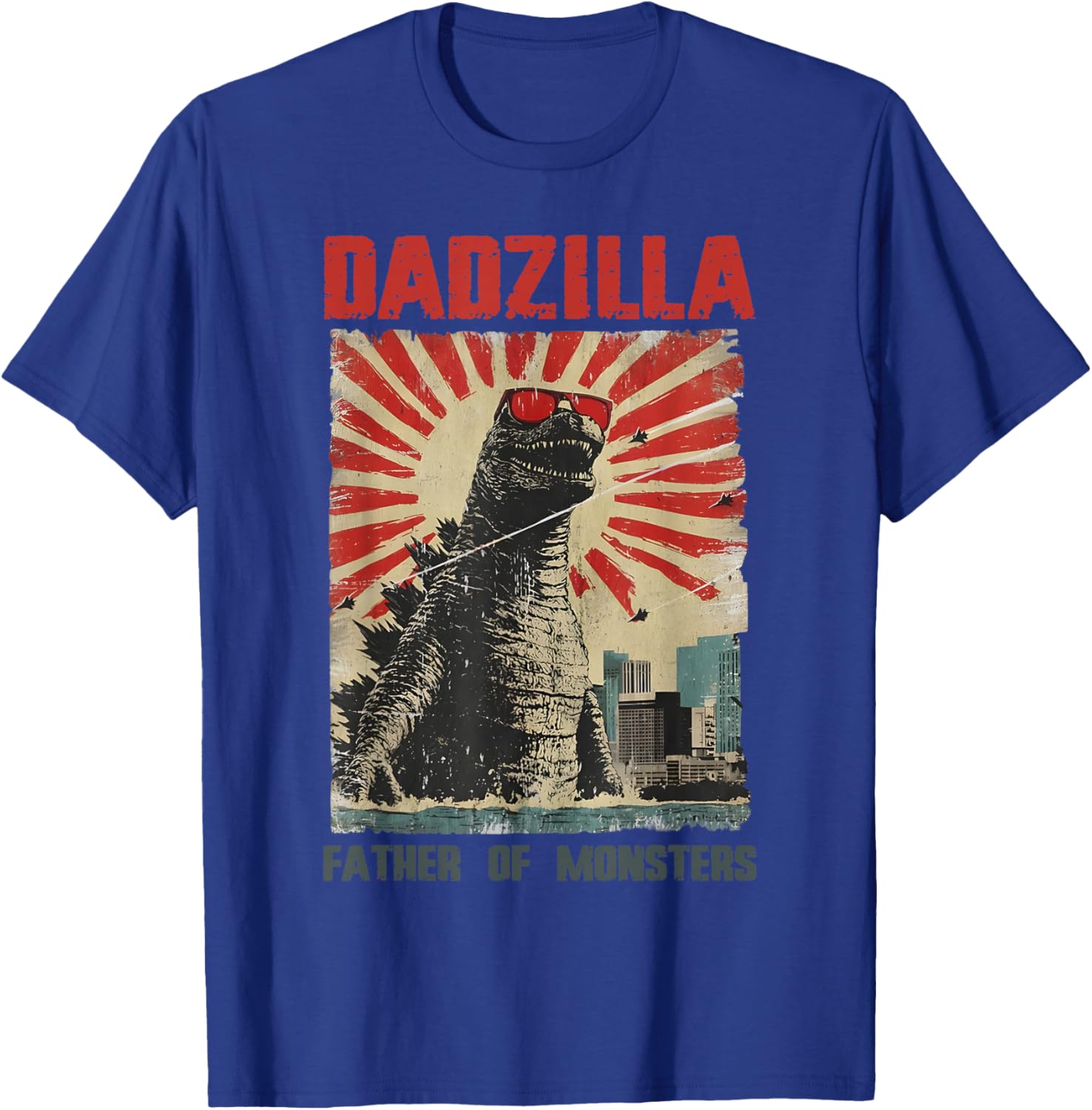 Vintage Dadzilla Men Dad Fathers Day T-Shirt - T-Shirt | Royal