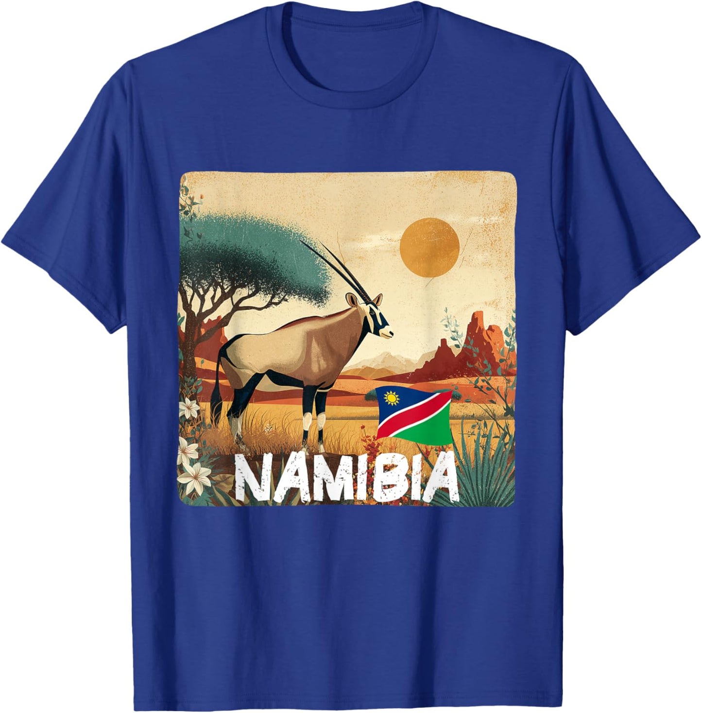Pretty Namibia Flag with Gemsbok for Oryx Lovers T-Shirt - T-Shirt | Royal