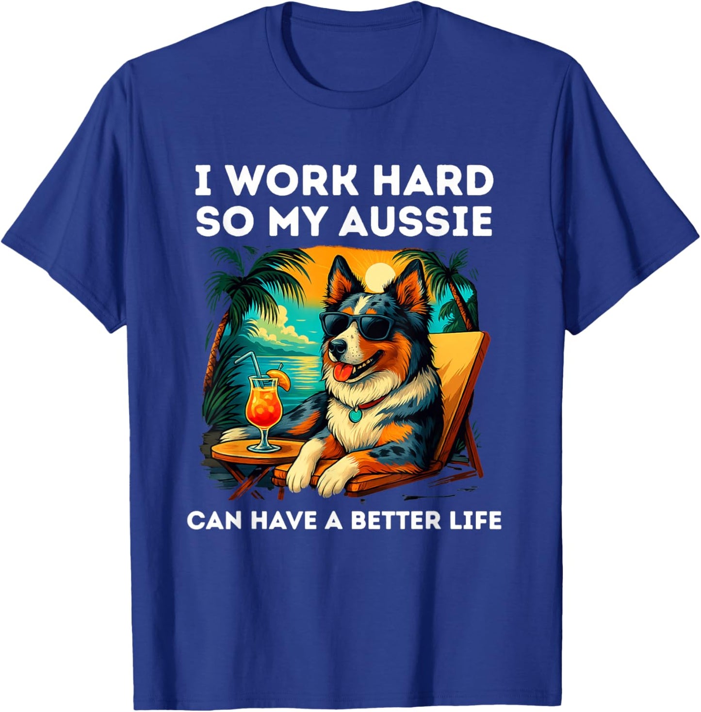 Blue Merle Australian Shepherd Lover Dog Design T-Shirt - T-Shirt | Royal