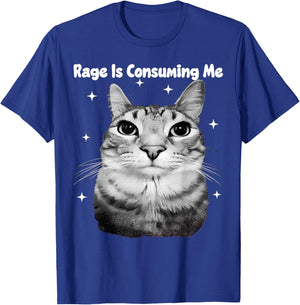 Y2K Cat Rage is Consuming Me Silly Staring Cat Meme Silly T-Shirt - T-Shirt | Royal