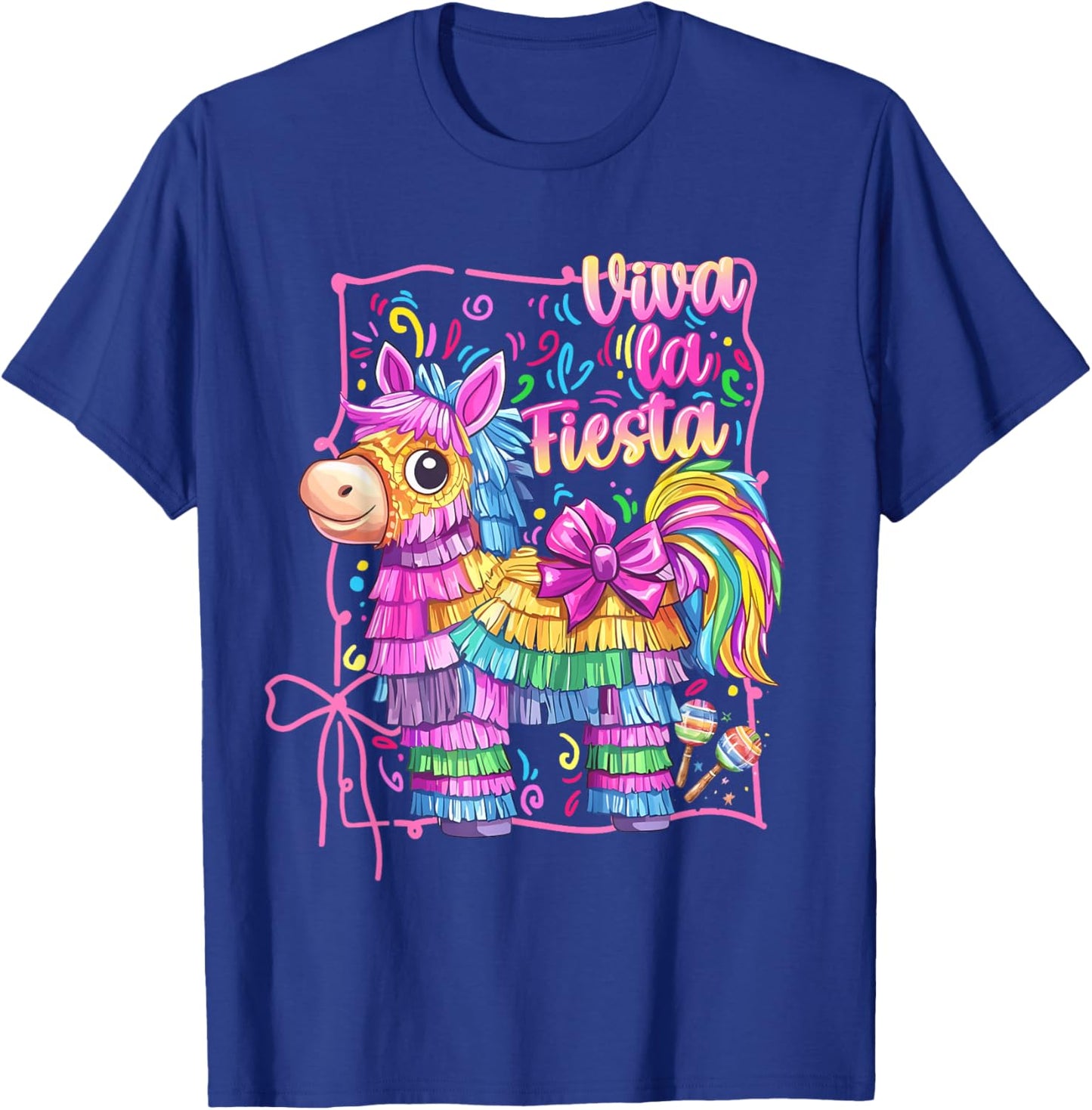 Viva La Fiesta Colorful Pinata Party Coquette Bow Girl Women T-Shirt - T-Shirt | Royal