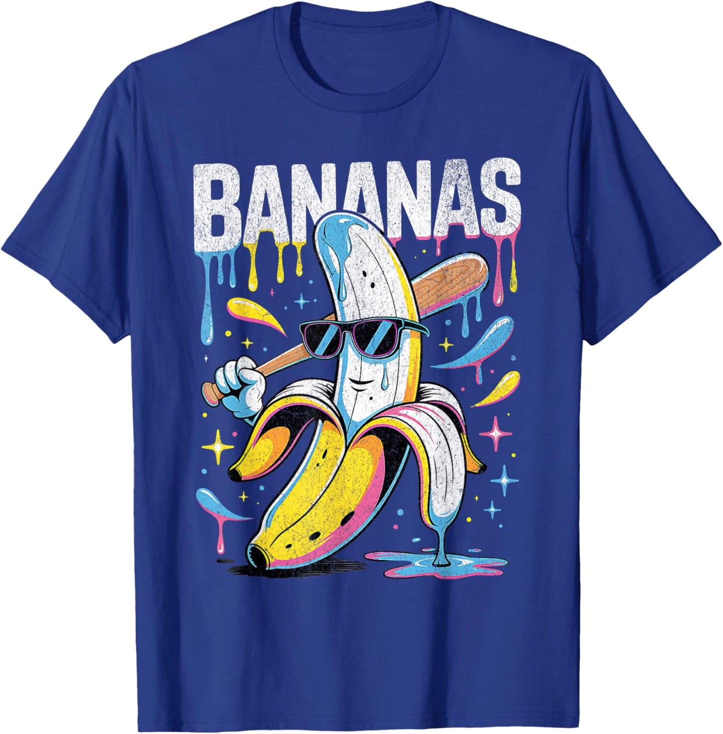 Banana Funny Baseball Drip Kids Youth Boys Girls Sport Teens T-Shirt - T-Shirt | Royal