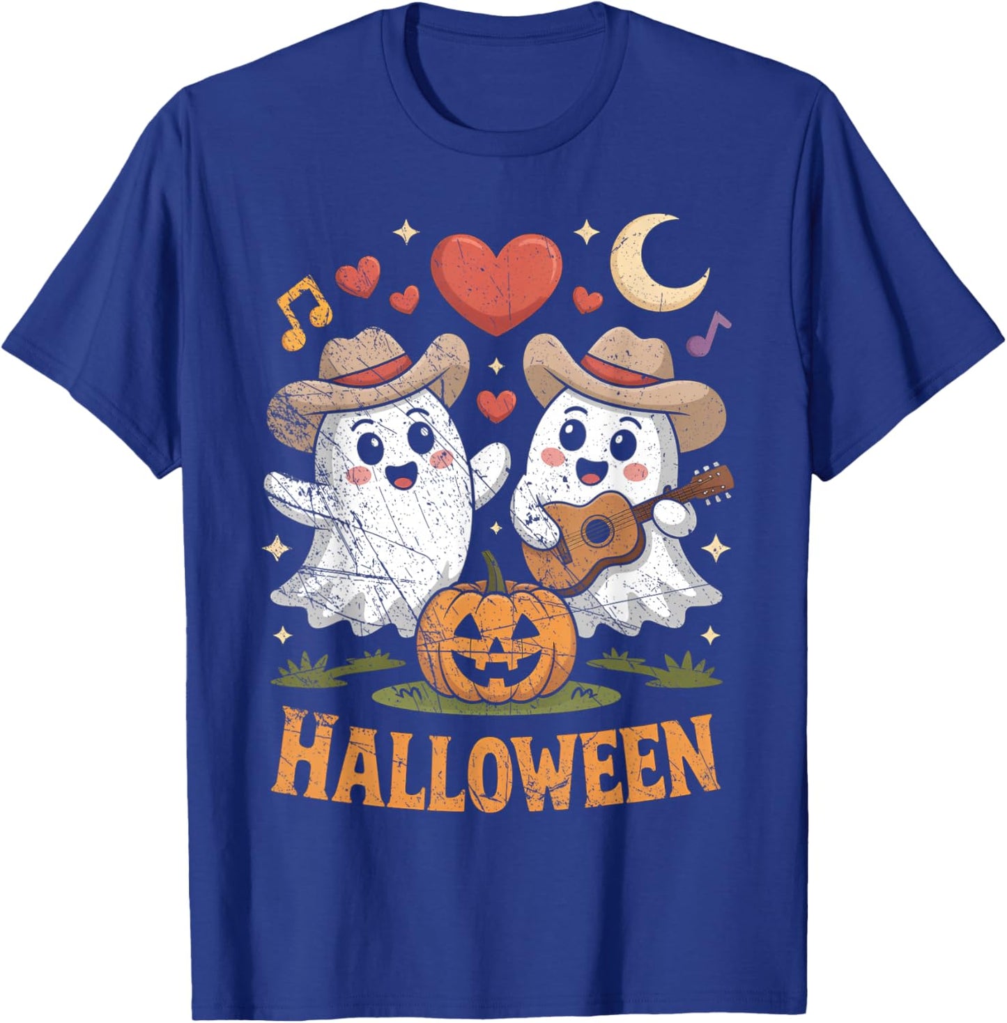 Ghost Playing Guitar for Halloween Lovers T-Shirt - T-Shirt | Royal