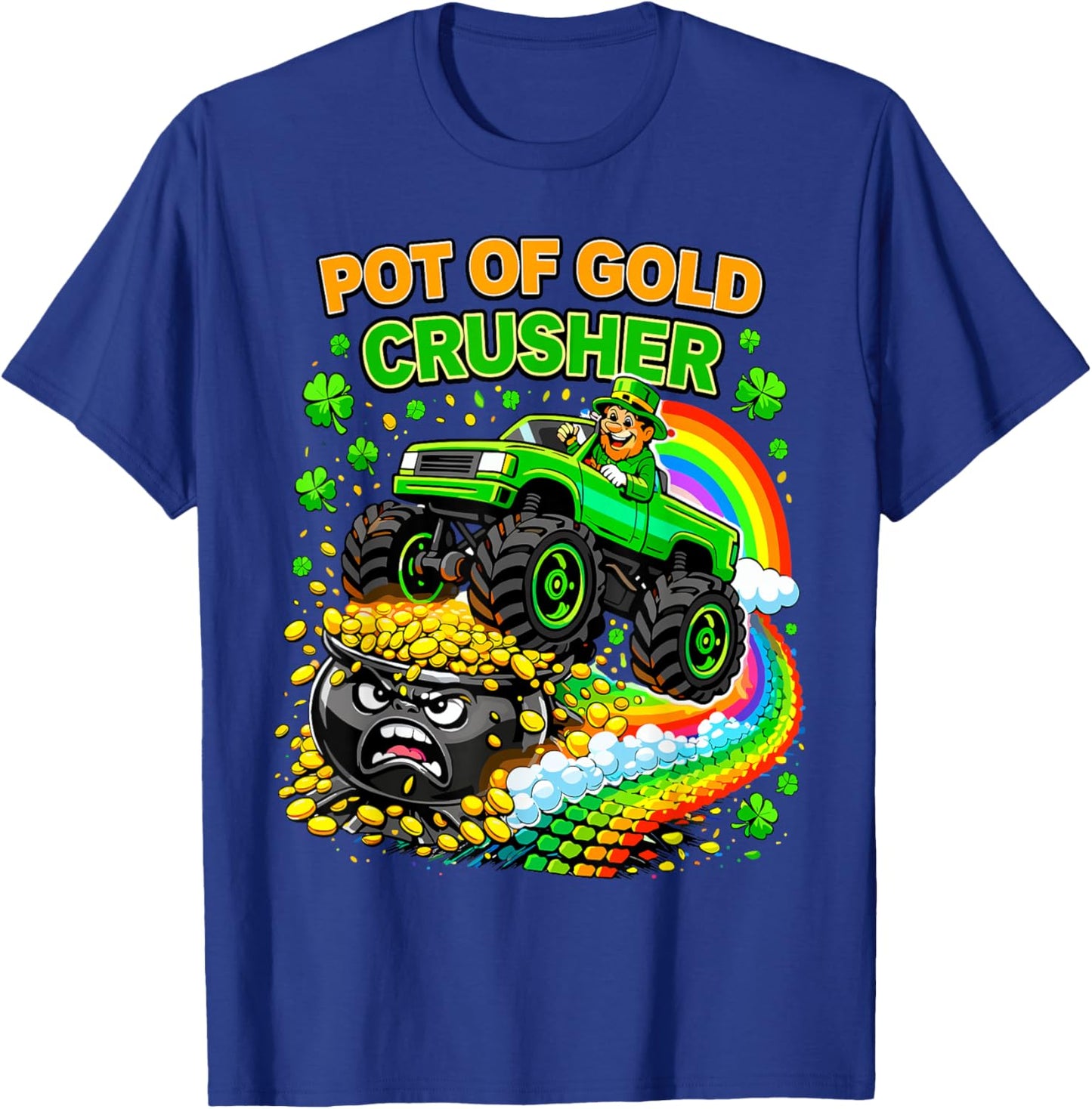 Pot of Gold Crusher Monster Truck St. Patrick’s Day Kids T-Shirt - T-Shirt | Royal
