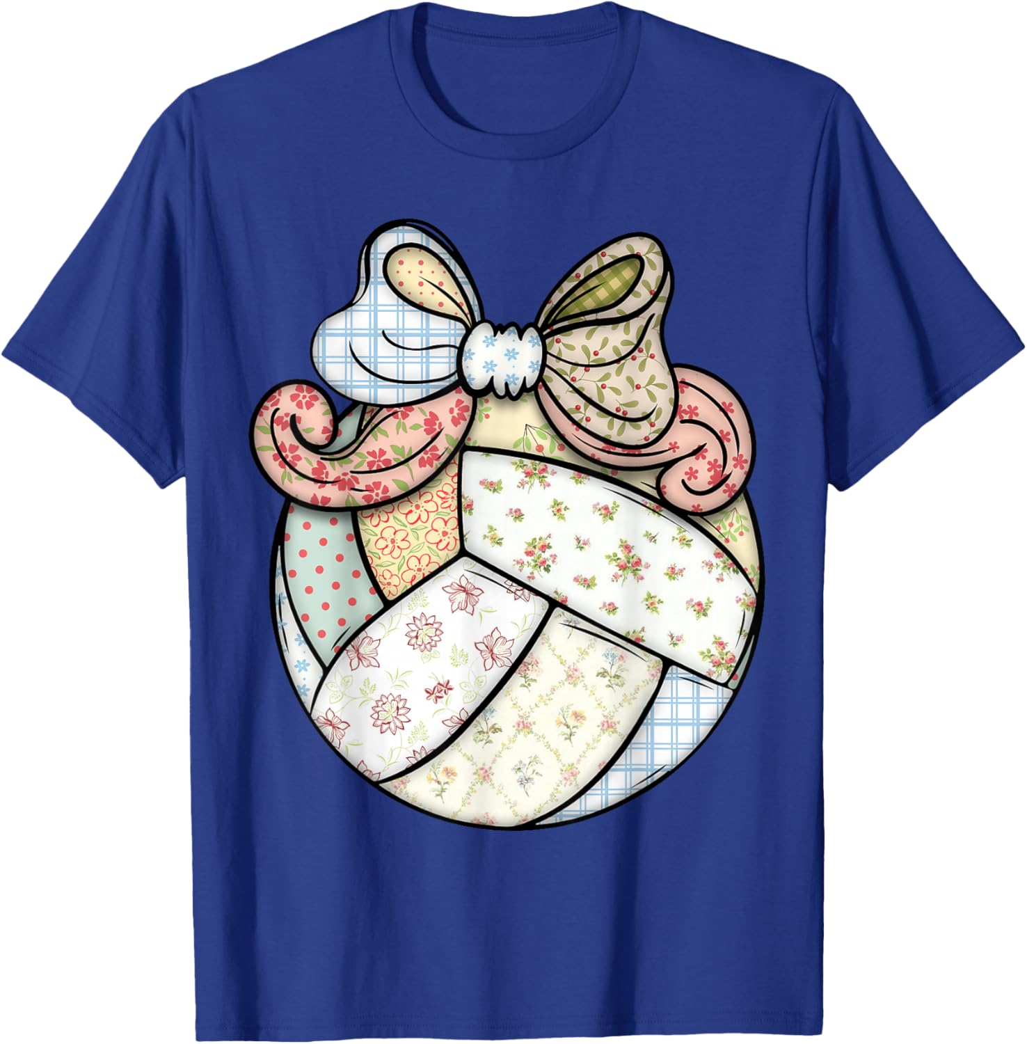 Cute Patchwork Volleyball Ball Player Sports Fan Girls Women T-Shirt - T-Shirt | Royal