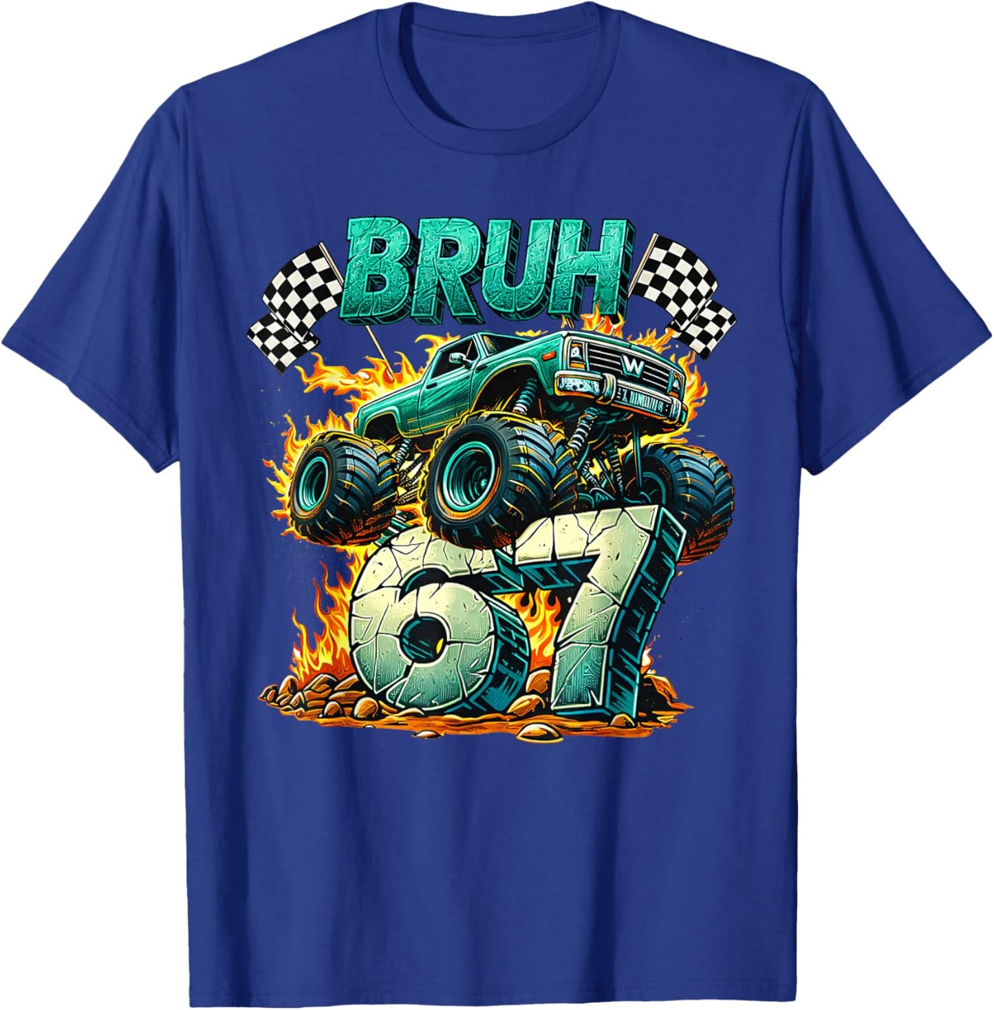 Bruh 67 Meme Funny Monster Truck 6 7 Costume Men Kids Boys T-Shirt - T-Shirt | Royal
