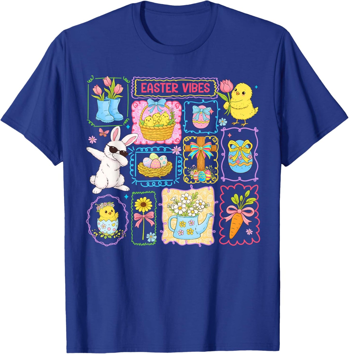 Easter Vibes 2026 Cute Bunny Rabbit Easter Day Women Girls T-Shirt - T-Shirt | Royal