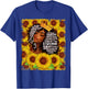Black History Month Black Queen Afro Women Girls Sunflowers T-Shirt - T-Shirt | Royal