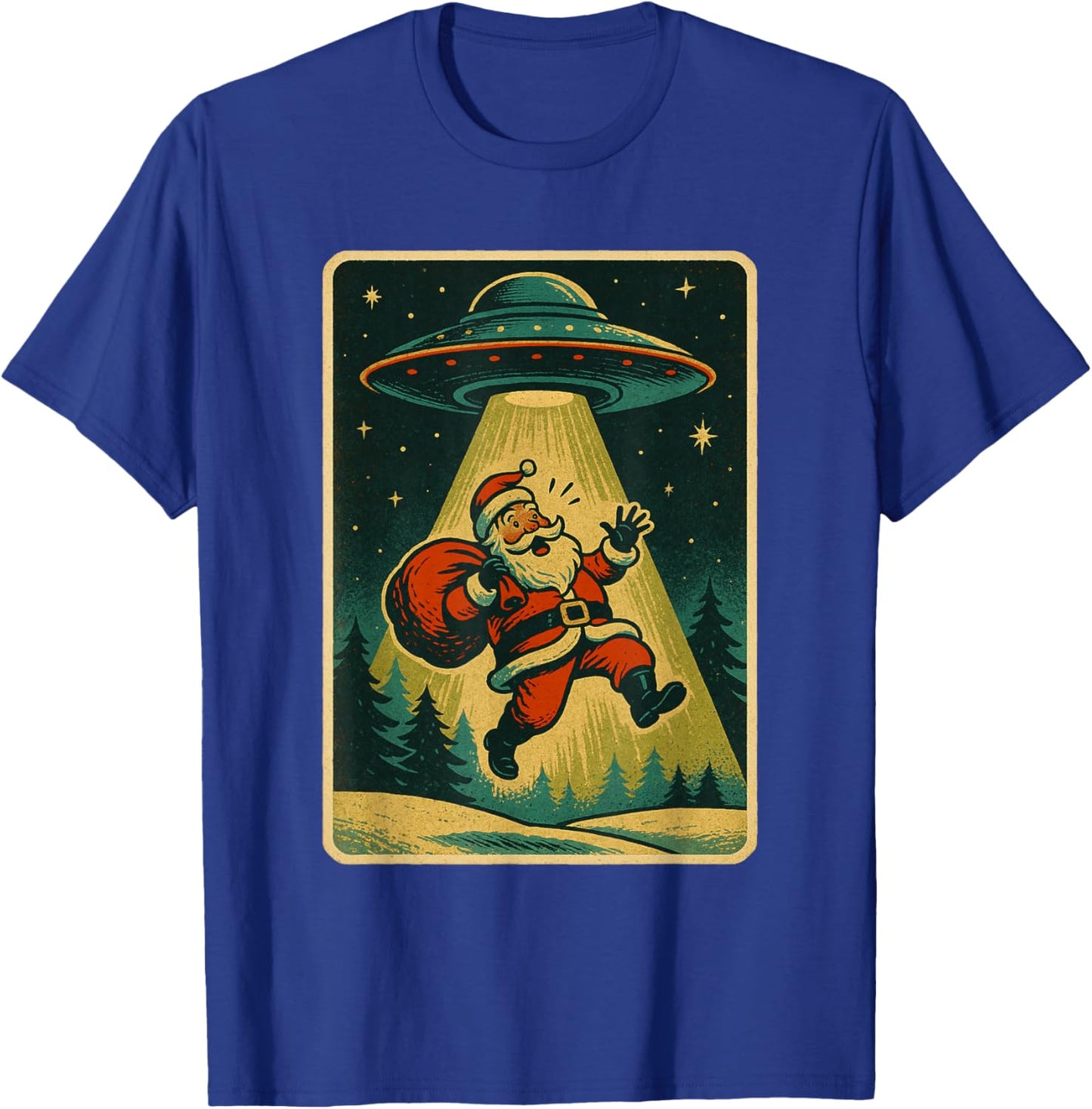 Alien Abduction Santa Christmas Men Women Kids Xmas T-Shirt - T-Shirt | Royal