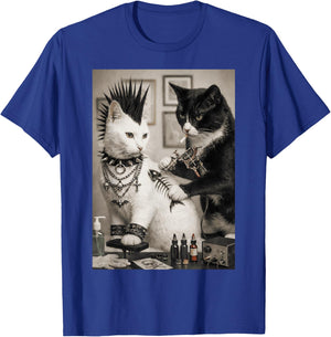 Funny Punk Cat Tattoo Artist Goth Subculture Meme Humor T-Shirt - T-Shirt | Royal