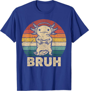 Gamer Axolotl Bruh Graphic for Boys Girls Men Women T-Shirt - T-Shirt | Royal
