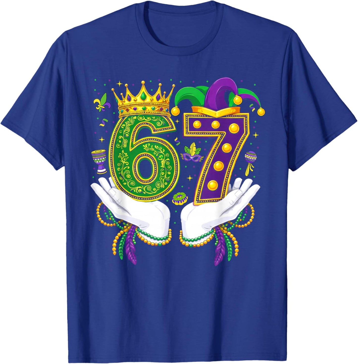 67 Mardi Gras Funny Six Seven Boys Girls Kids 6 7 Meme T-Shirt - T-Shirt | Royal