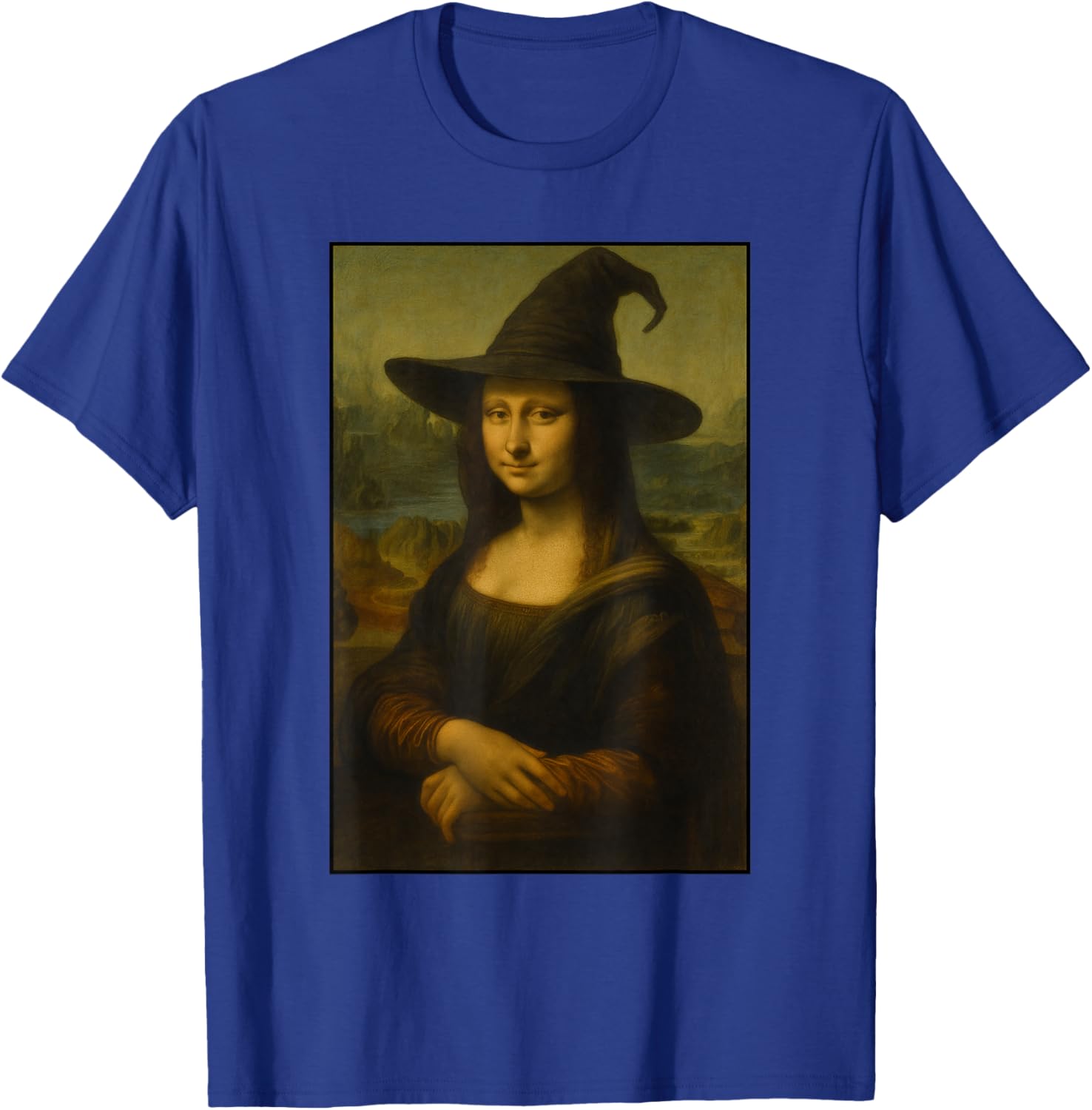 Mona Lisa Witch Hat Halloween Costume Art Vintage T-Shirt - T-Shirt | Royal