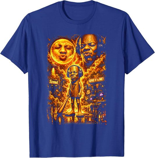 Funny Tung Tung Speed Brainrot Howling at the Moon Vintage T-Shirt - T-Shirt | Royal