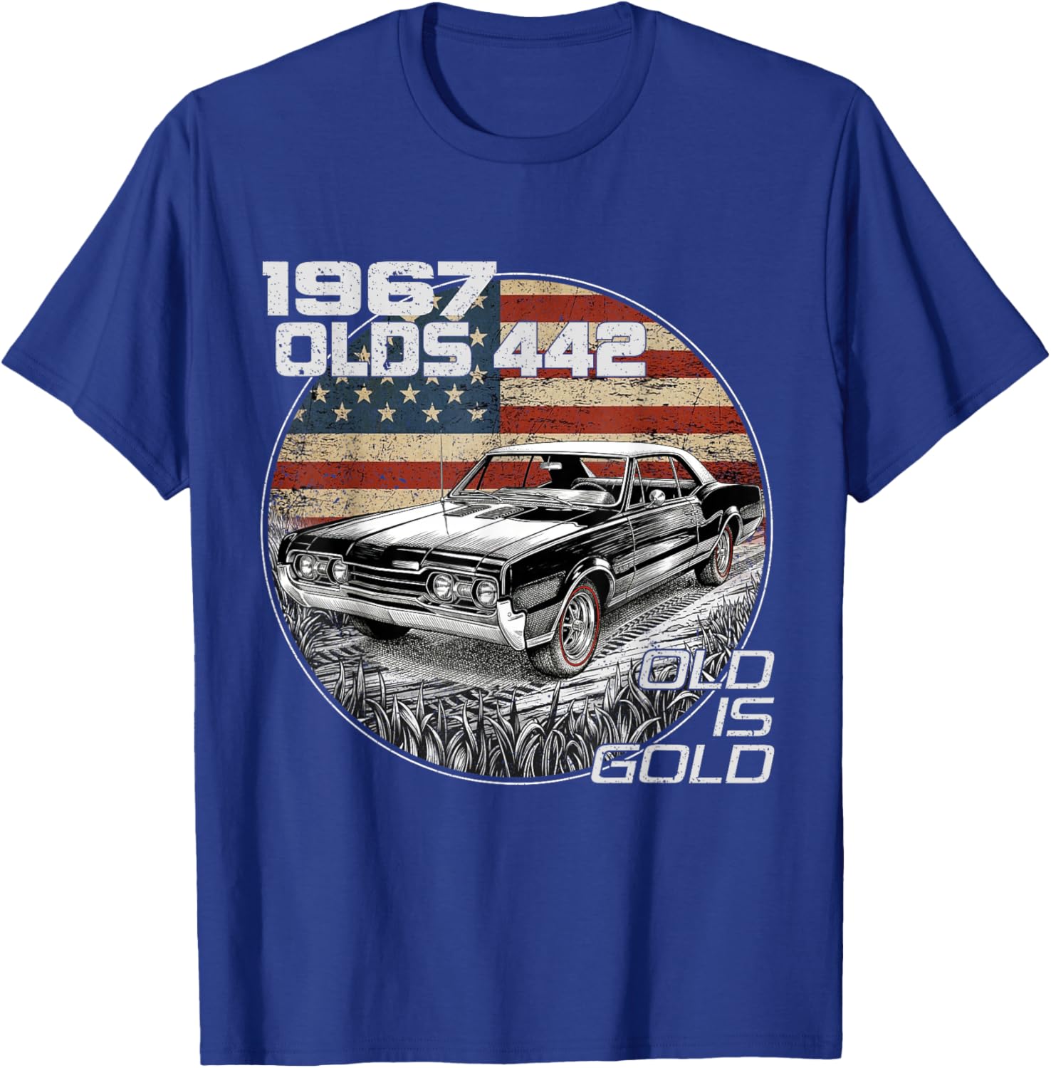 Vintage 67 1967 Olds 442 Silhouette Muscle Cars T-Shirt - T-Shirt | Royal