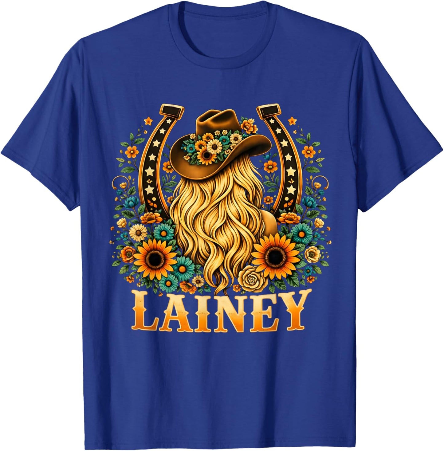 Girl Lainey Name Personalized Name Cowgirl Western T-Shirt - T-Shirt | Royal