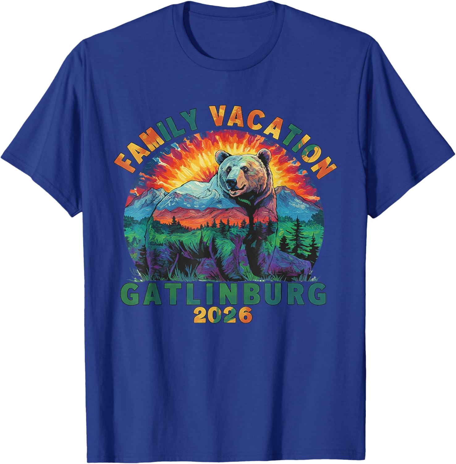 Bear Souvenir Family Vacation Tennessee Gatlinburg 2026 T-Shirt - T-Shirt | Royal