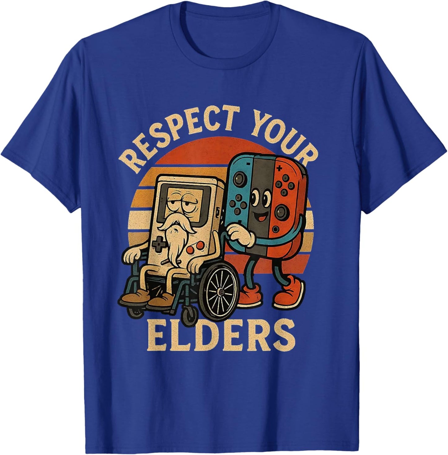 Respect Your Elders Funny Retro Gaming Tech Quote T-Shirt - T-Shirt | Royal