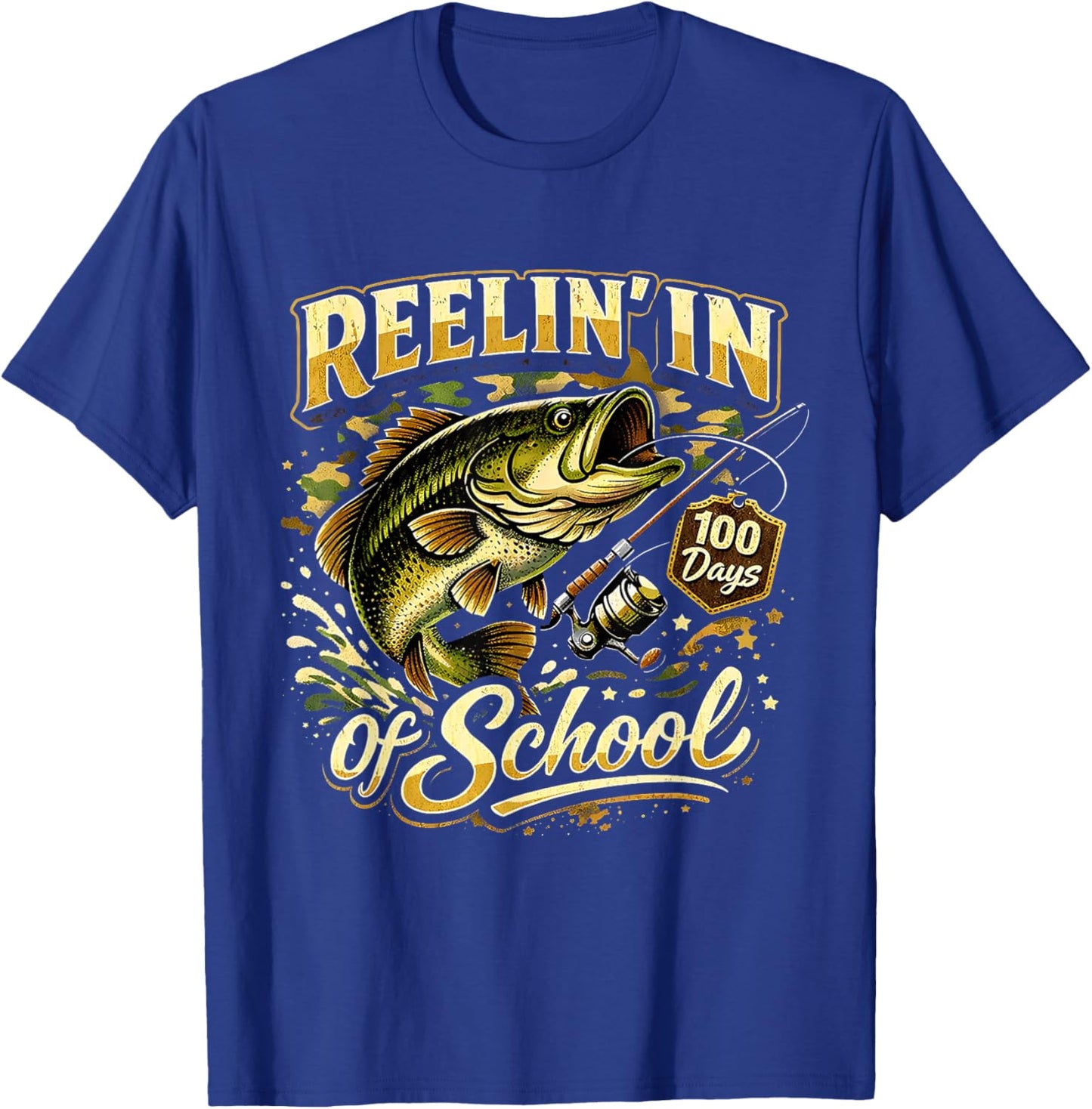 Reelin in 100 Days of School Fishing Fun T-Shirt - T-Shirt | Royal